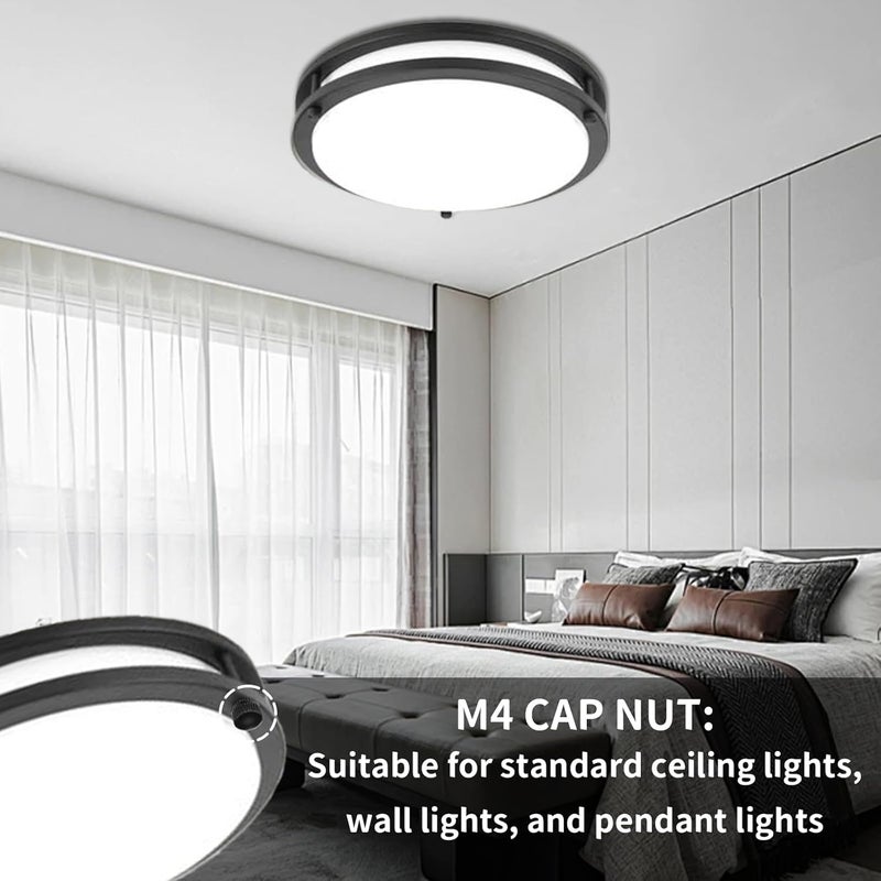 Pretwad 8 Pack M4 Screw Caps for Light Fixtures - Black Ceiling Lamp Shade Holder Replacement Parts, Lamp Screw Cap Cover, Lamps Finals Decorative Hardware Lamps Knob Nuts for Chandeliers & Wall Lights - Image 5